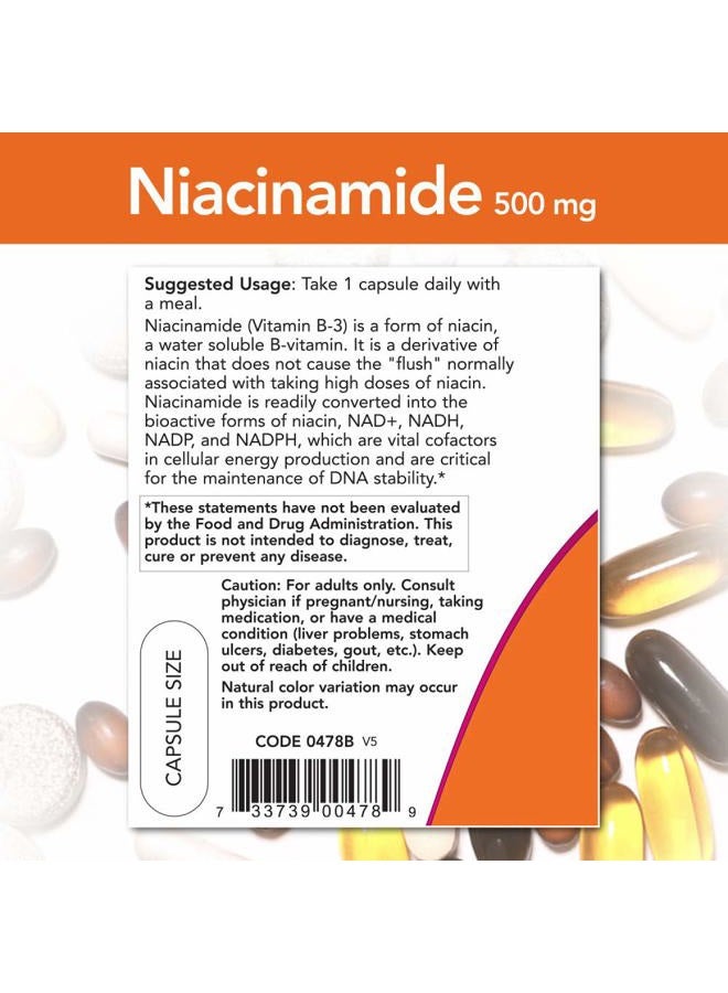 now Foods Niacinamide 500mg Vitamin B-3 Capsules, 100 Count (3 Pack) - Image 3