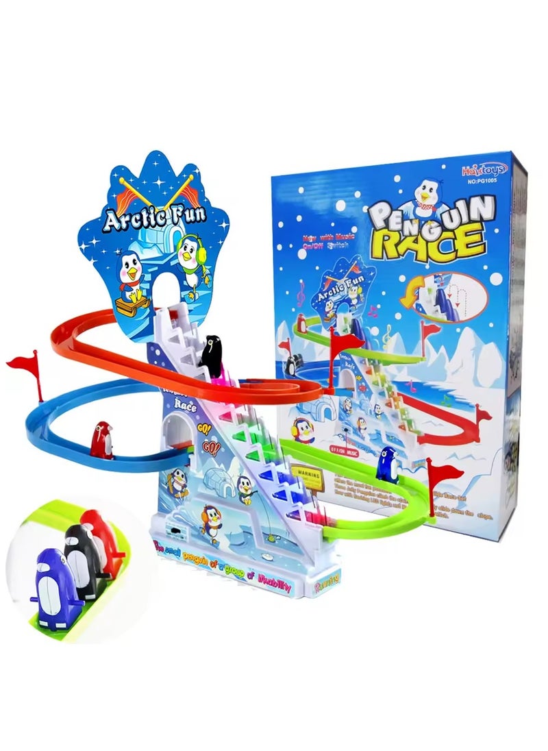 Toy Box Fun Penguin Slide Track Set Stair Climbing Penguins  Playset with Music  - Image 3