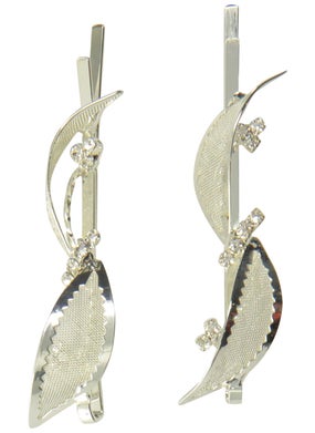 CARAVAN Caravan Ornate Mesh Bow With Crystal Rhinestone Bobby Pin Pair 