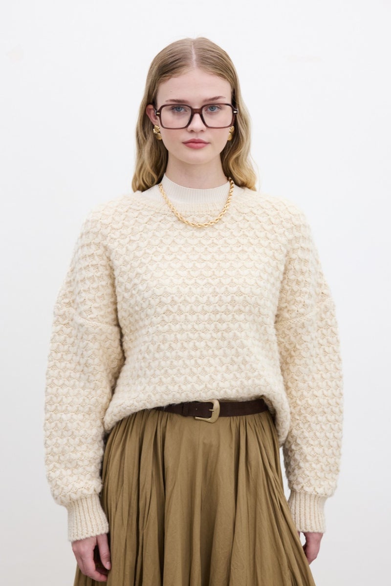 Manuka Patterned Knitted Sweater Beige  - Image 1
