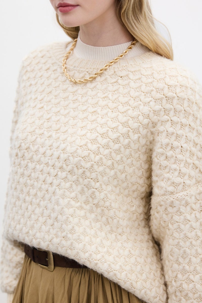Manuka Patterned Knitted Sweater Beige  - Image 3