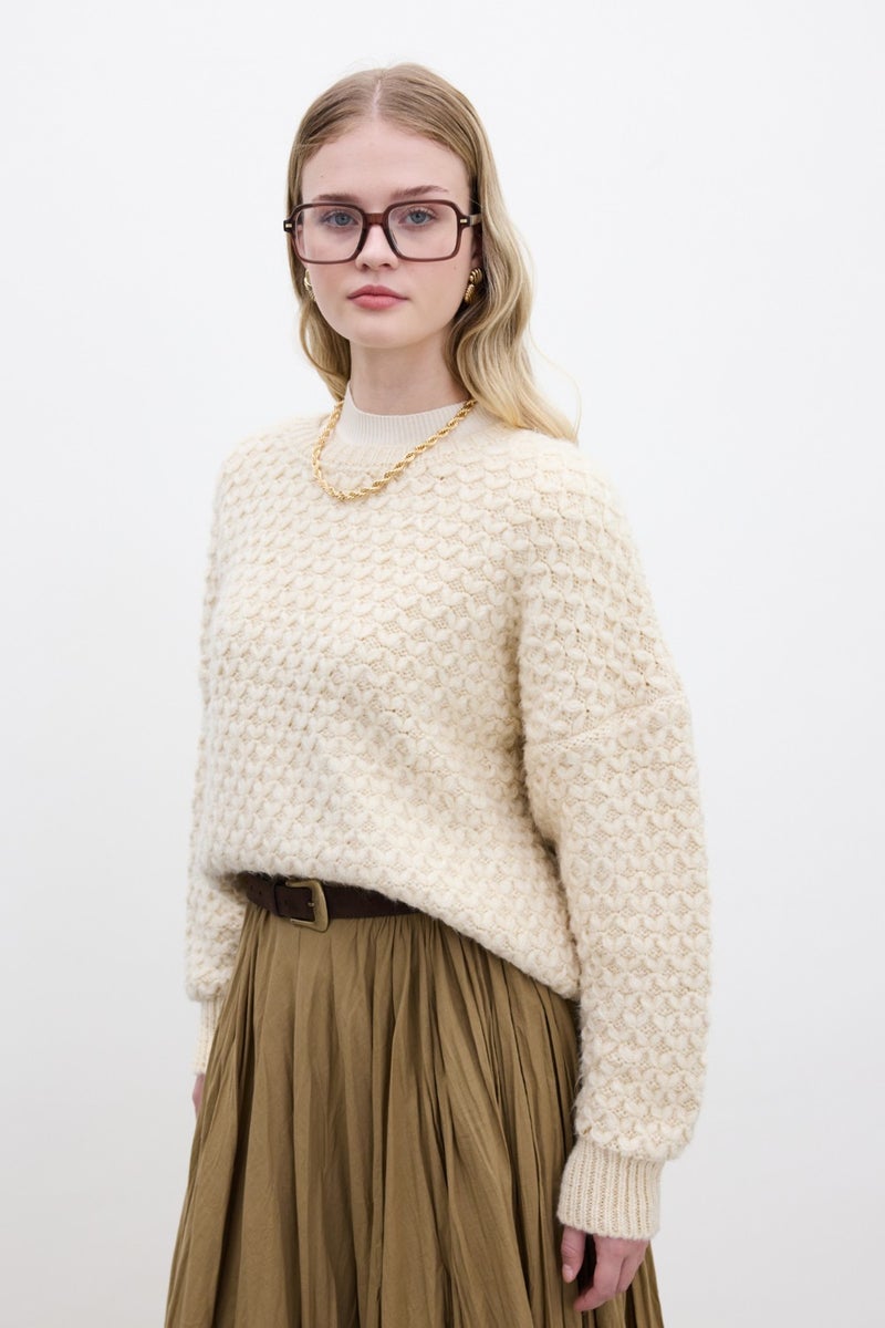 Manuka Patterned Knitted Sweater Beige  - Image 5