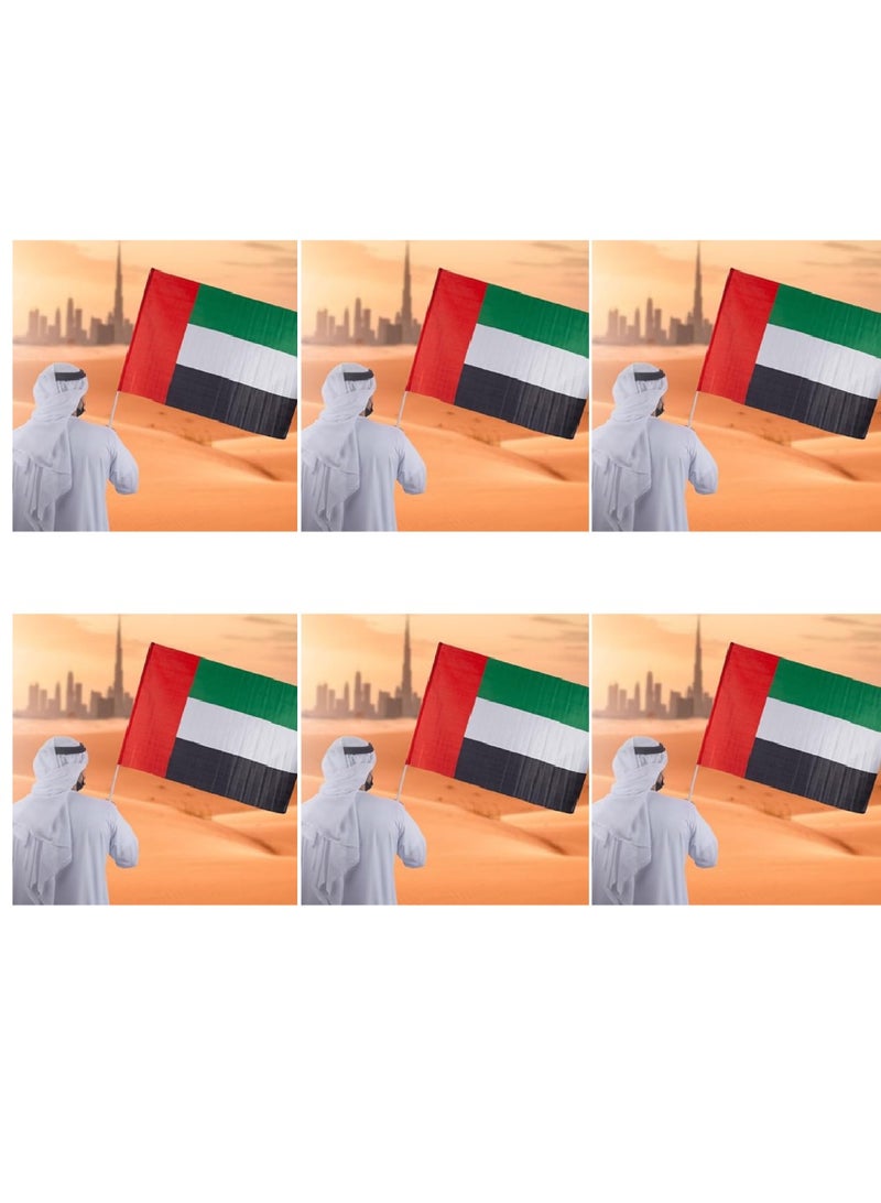 Yuwell 6 Pcs UAE Hand Waving Flag for National Day Flag Day Celebration 1 Meter - Image 1