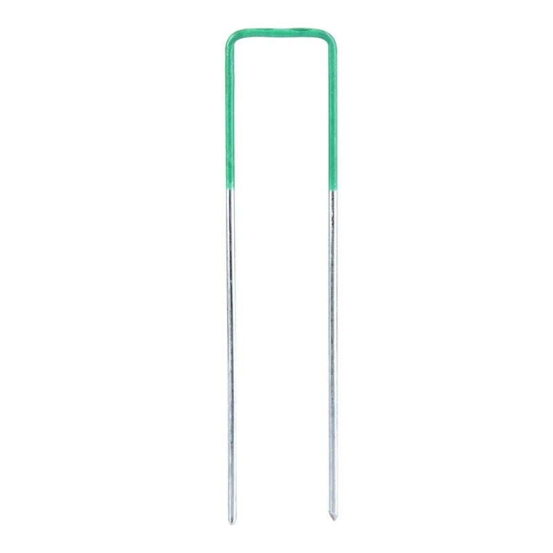 100pcs Half Green Artificial Grass Turf U Pins Metal Galvanised Pegs Staples Weed - Image 4