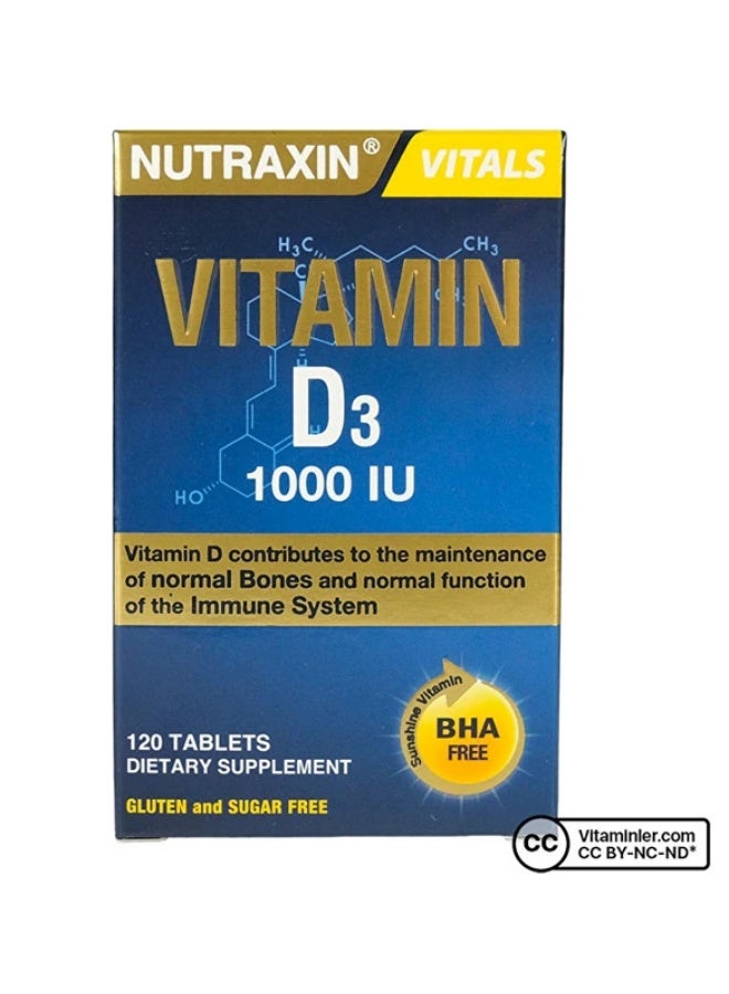 نوتركسين مكمل غذائي نيوتراكسين فيتالز فيتامين د3 1000 وحدة دولية (25 ميكروغرام) 120 قرصًا - Image 2