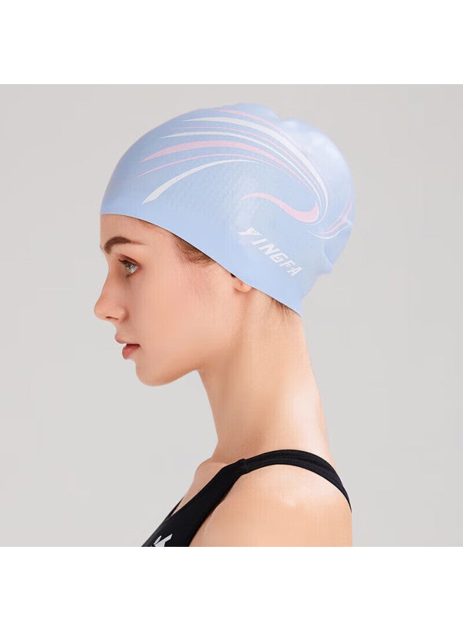Yingfa Swimming Cap, Long Hair Silicone, Uni, Inner Granular Hair Protection, Ear Protection, Waterproof, Non-slip, Comfortable Swimming Cap, Soft Blue - Image 3