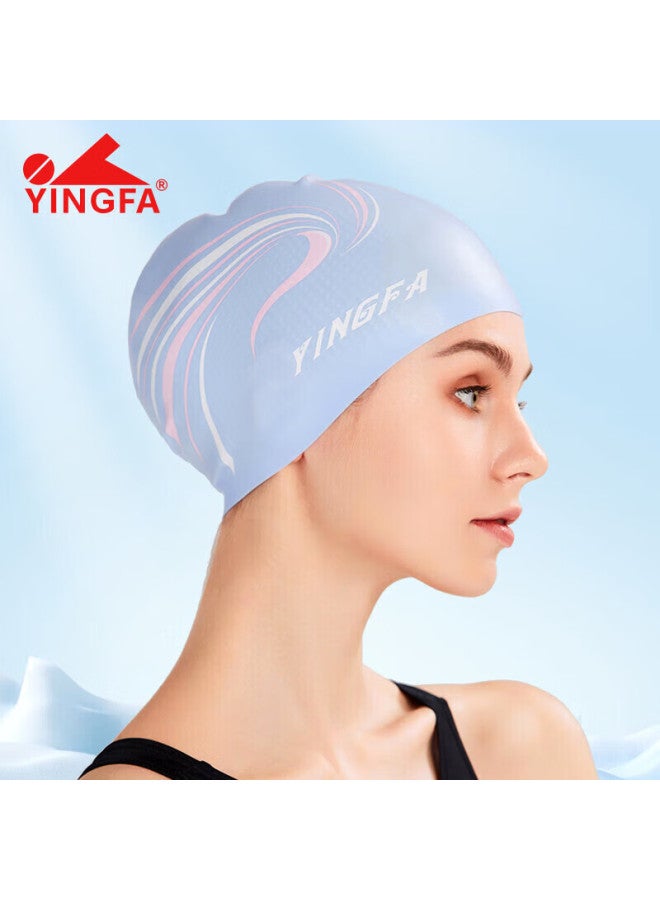 Yingfa Swimming Cap, Long Hair Silicone, Uni, Inner Granular Hair Protection, Ear Protection, Waterproof, Non-slip, Comfortable Swimming Cap, Soft Blue - Image 1