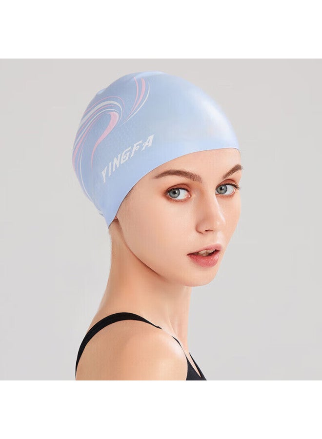 Yingfa Swimming Cap, Long Hair Silicone, Uni, Inner Granular Hair Protection, Ear Protection, Waterproof, Non-slip, Comfortable Swimming Cap, Soft Blue - Image 2