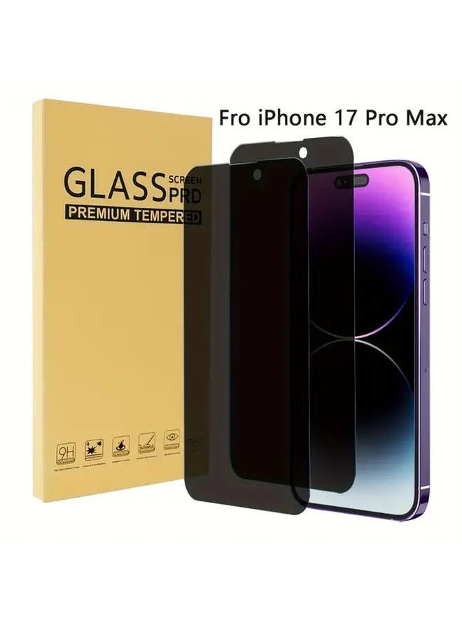 2 Pack Privacy Anti Spy Tempered Glass Screen Protector For iPhone 17 Pro Max Black - Image 1