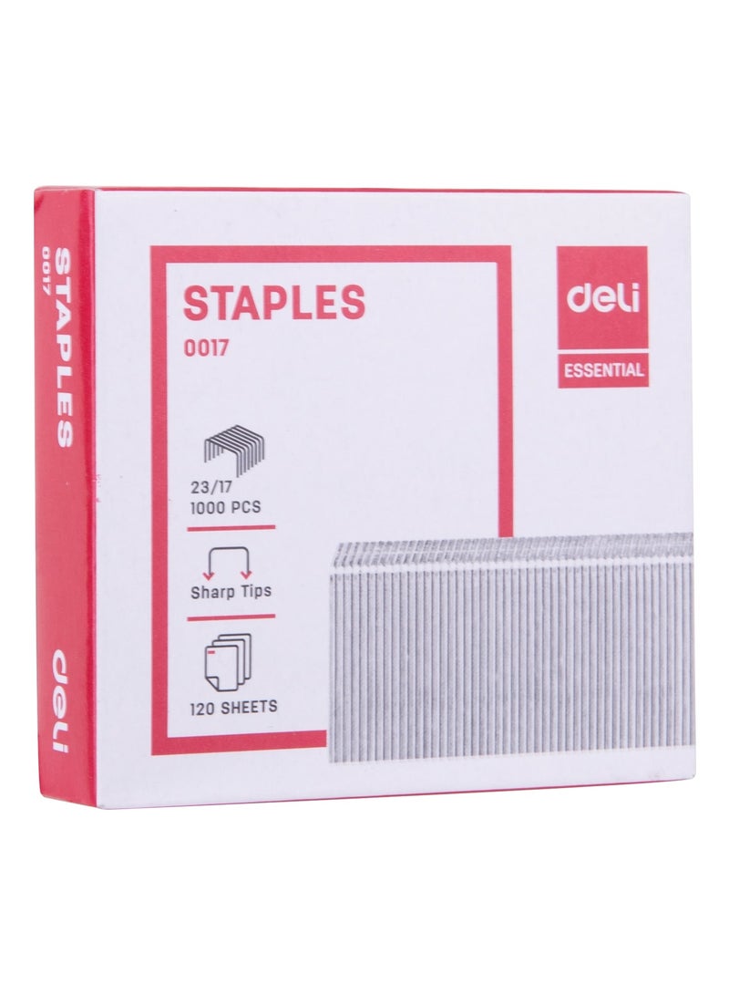 Deli E0017 Staples - 23/17, 1000 PCS/Box, Silver - Image 5