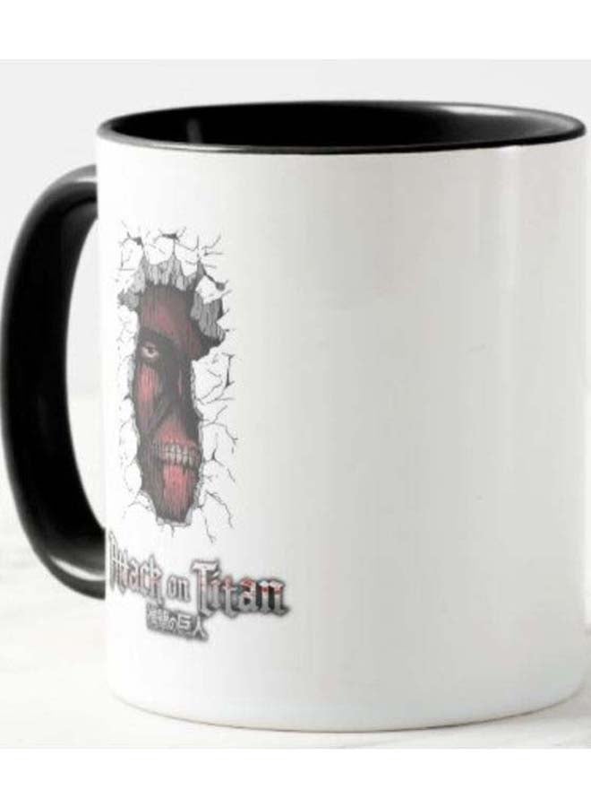 1st Piece Attack On Titan Printed Ceramic Mug White/Red/Black - Image 2