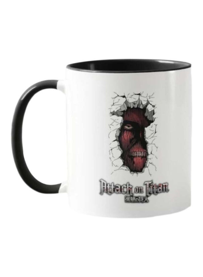1st Piece Attack On Titan Printed Ceramic Mug White/Red/Black - Image 1