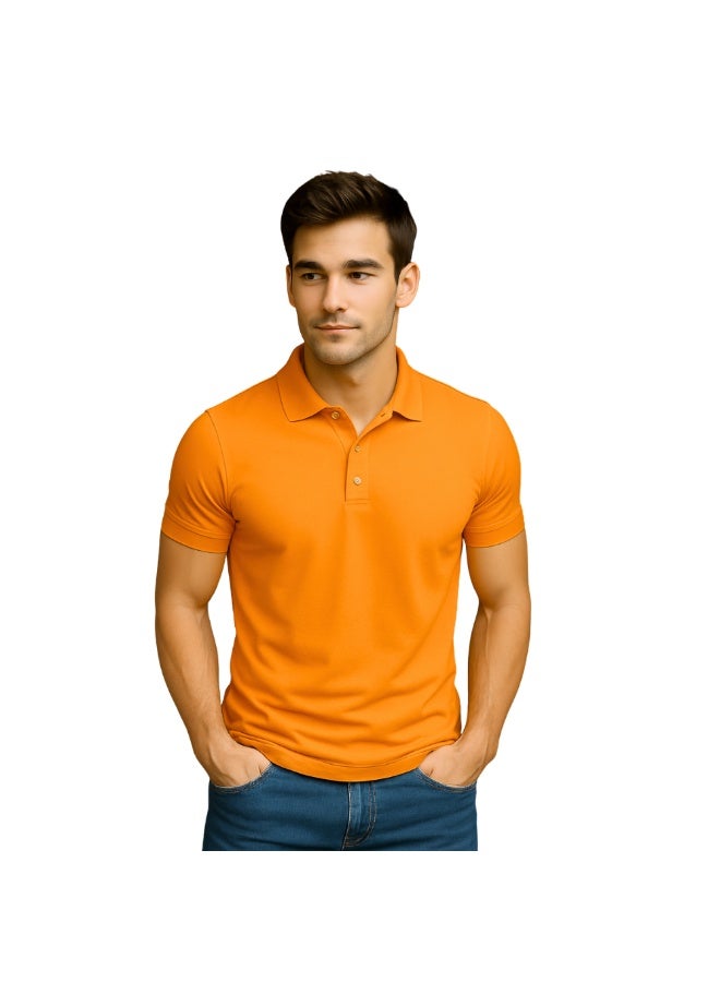 برينت شوب فور مي تي شيرت بولو جولف رجالي بقصّة عادية وأكمام قصيرة من القطن الخالص، 220 جرام لكل متر مربع، ألوان أساسية - Image 2