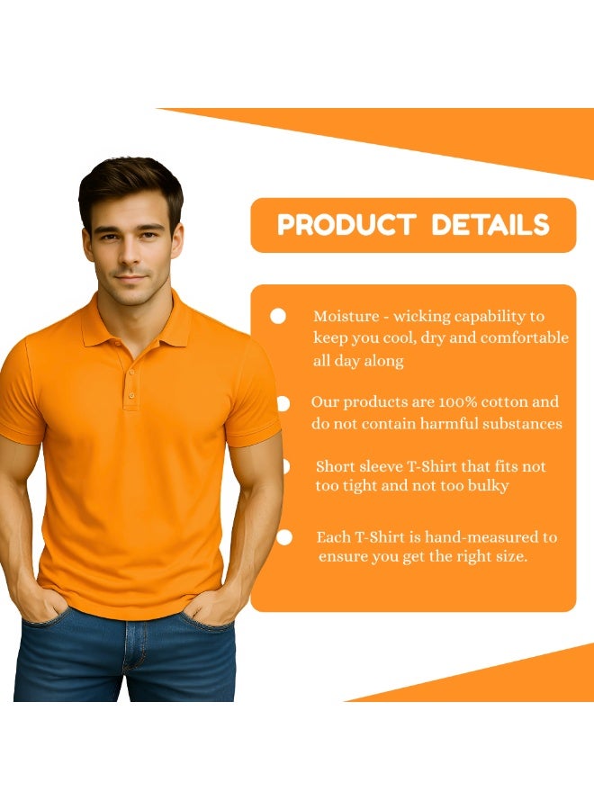 برينت شوب فور مي تي شيرت بولو جولف رجالي بقصّة عادية وأكمام قصيرة من القطن الخالص، 220 جرام لكل متر مربع، ألوان أساسية - Image 3