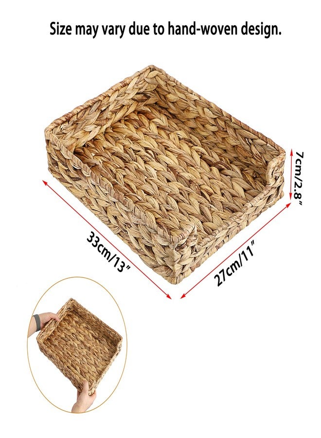 BTSKY Multipurpose A4 File Tray Natural Water Hyacinth Desk Tray Organizer Woven Letter Size Desk Documents Trays Magazine Files Storage Basket Organizer Bin for Office Cosmetics Bathroom - Image 4