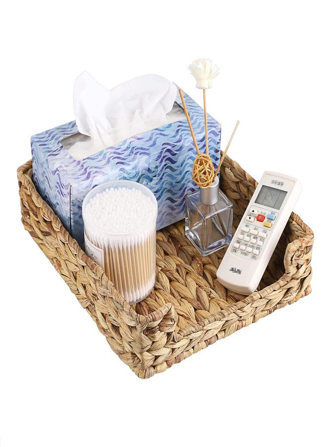 BTSKY Multipurpose A4 File Tray Natural Water Hyacinth Desk Tray Organizer Woven Letter Size Desk Documents Trays Magazine Files Storage Basket Organizer Bin for Office Cosmetics Bathroom - Image 1