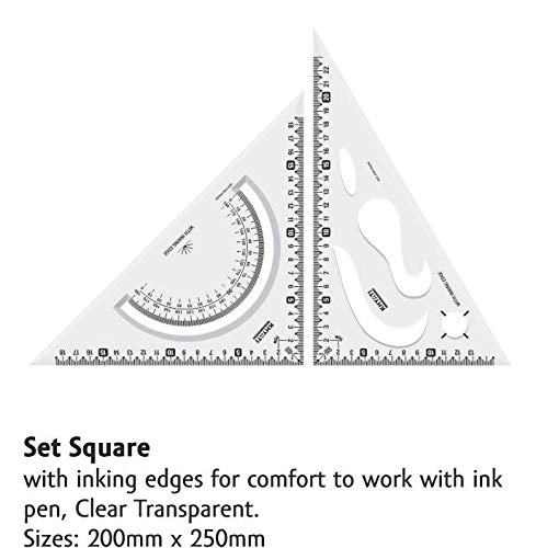 KHYATI Pro Circle (25 Circles), Hyperbola Parabola Template, Geometry Template (16 Shapes), Set Square Big & Small Drafting Scale Ruler Useful to Architect, Engineering or Other Students (Set of 5) - Image 5