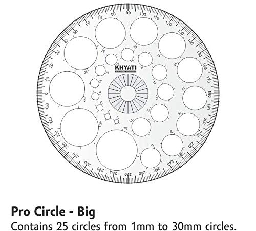 KHYATI Pro Circle (25 Circles), Hyperbola Parabola Template, Geometry Template (16 Shapes), Set Square Big & Small Drafting Scale Ruler Useful to Architect, Engineering or Other Students (Set of 5) - Image 4