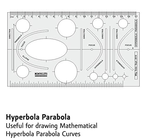 KHYATI Pro Circle (25 Circles), Hyperbola Parabola Template, Geometry Template (16 Shapes), Set Square Big & Small Drafting Scale Ruler Useful to Architect, Engineering or Other Students (Set of 5) - Image 3