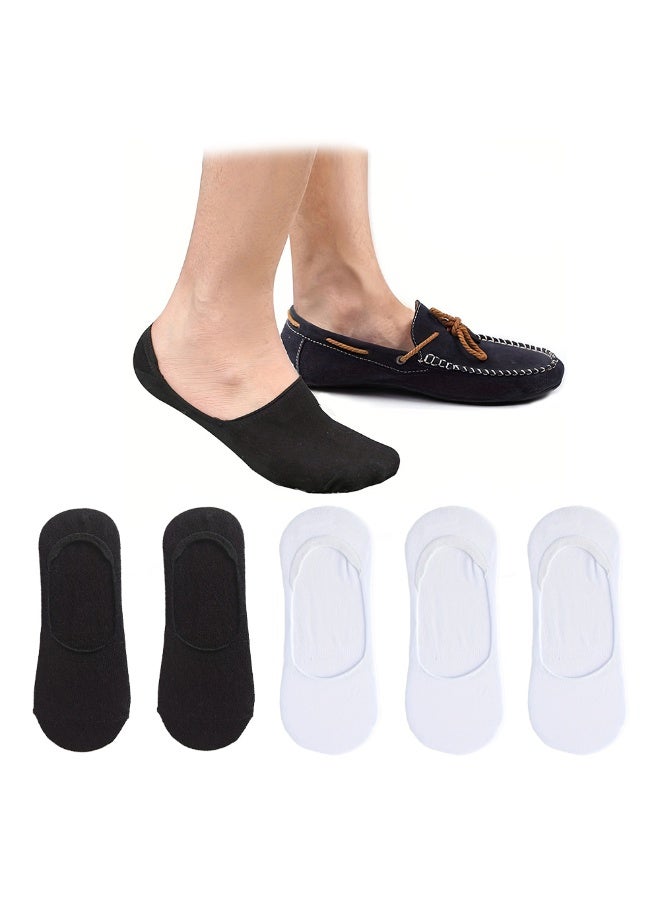 5 Pairs Men Invisible No-Show Socks Casual Non Slip Short Boat Low-Cut Socks in Solid Color - Image 1