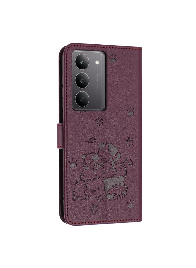 اس-توب جراب جلدي لهاتف Realme C75 / V60 Pro بتصميم قطة منقوش مع حبل تعليق - Image 3