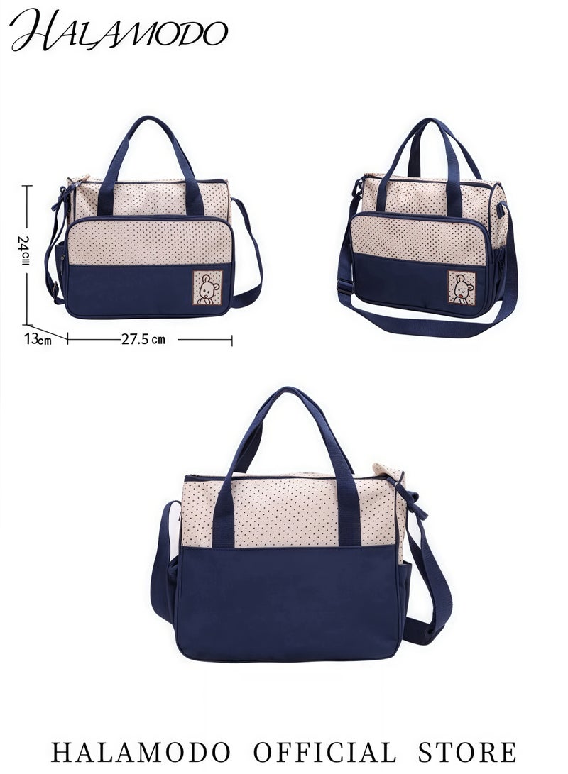 Halamodo 5-Piece Waterproof Diaper Bag Set Including Large and Medium Tote Bags Bottle Bag Changing Mat Perfect for Mom’s Travel and Daily Use Practical Fashionable Design - Image 4