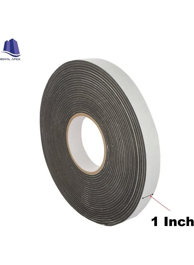 Royal Apex Single Sided Foam Tape Multi-Surface Black Adhesive Weatherstrip Foam Tape Seal Insulation Tape Window Insulation Weather Stripping For Doors, Waterproof, Dustproof, Soundproof (1 Inch)  - Image 2