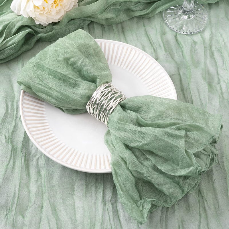 DeZerlor 50 Pack Sage Green Cheesecloth Napkins Spring Easter Cloth Napkins Set of 50 Sage Dinner Napkins Bulk 21x21 Inches for Wedding Bridal Shower Baby Shower Parties - Image 1