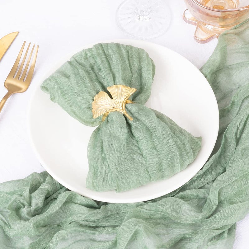 DeZerlor 50 Pack Sage Green Cheesecloth Napkins Spring Easter Cloth Napkins Set of 50 Sage Dinner Napkins Bulk 21x21 Inches for Wedding Bridal Shower Baby Shower Parties - Image 3