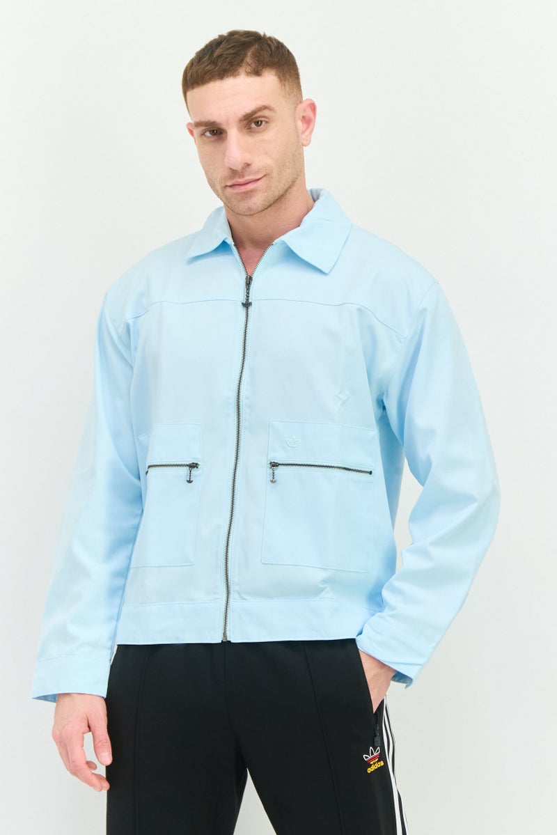 adidas Originals Men Sportswear Fit Long Sleeve Outdoor Jacket Shirt, Light Blue - Image 1
