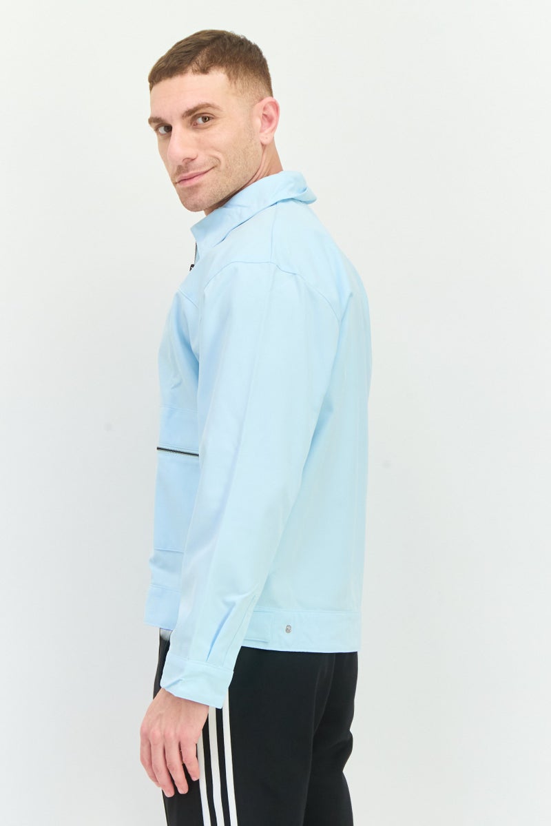 adidas Originals Men Sportswear Fit Long Sleeve Outdoor Jacket Shirt, Light Blue - Image 2
