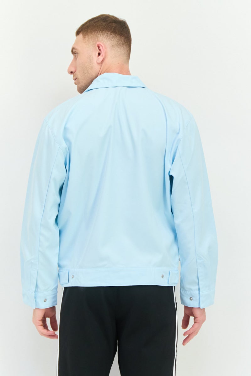 adidas Originals Men Sportswear Fit Long Sleeve Outdoor Jacket Shirt, Light Blue - Image 3