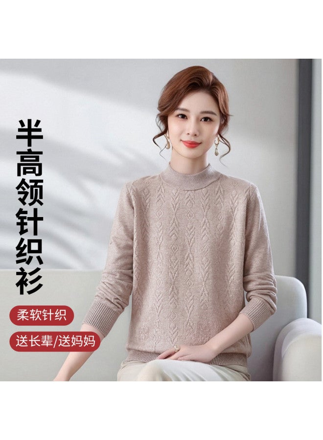Tucano Women'S Knitted Base Layer Shirt For Mothers, Spring And Autumn Stylish Inner Wear, High-End Long Sleeve Elegant Round Neck Top, Can Be Worn Out - Image 4