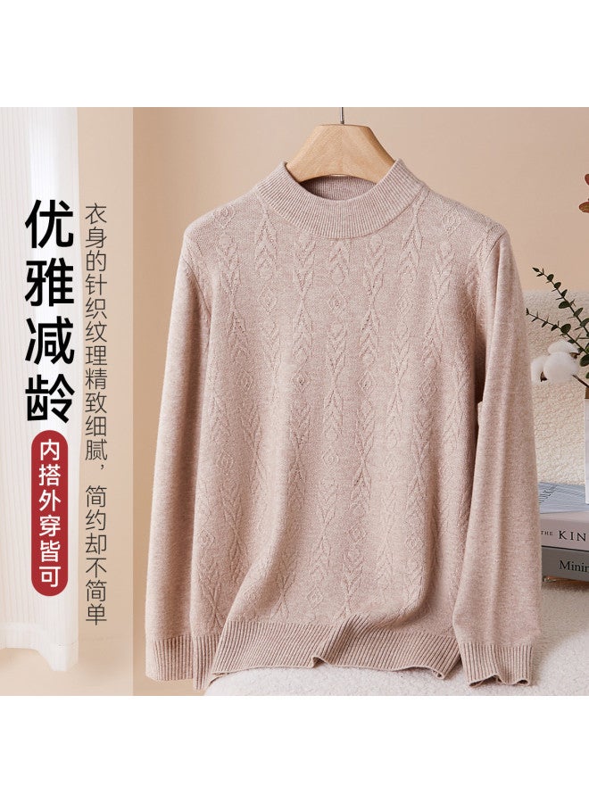 Tucano Women'S Knitted Base Layer Shirt For Mothers, Spring And Autumn Stylish Inner Wear, High-End Long Sleeve Elegant Round Neck Top, Can Be Worn Out - Image 2