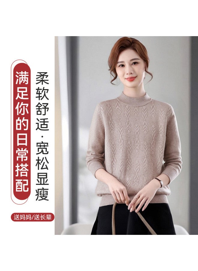 Tucano Women'S Knitted Base Layer Shirt For Mothers, Spring And Autumn Stylish Inner Wear, High-End Long Sleeve Elegant Round Neck Top, Can Be Worn Out - Image 3