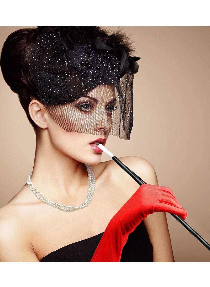 1920s Accessories for Women Costume Long Satin Gloves Fancy Dress Plastic Holder Pearl Necklace Set for Fancy Dress Women Cosplay Party - Image 3