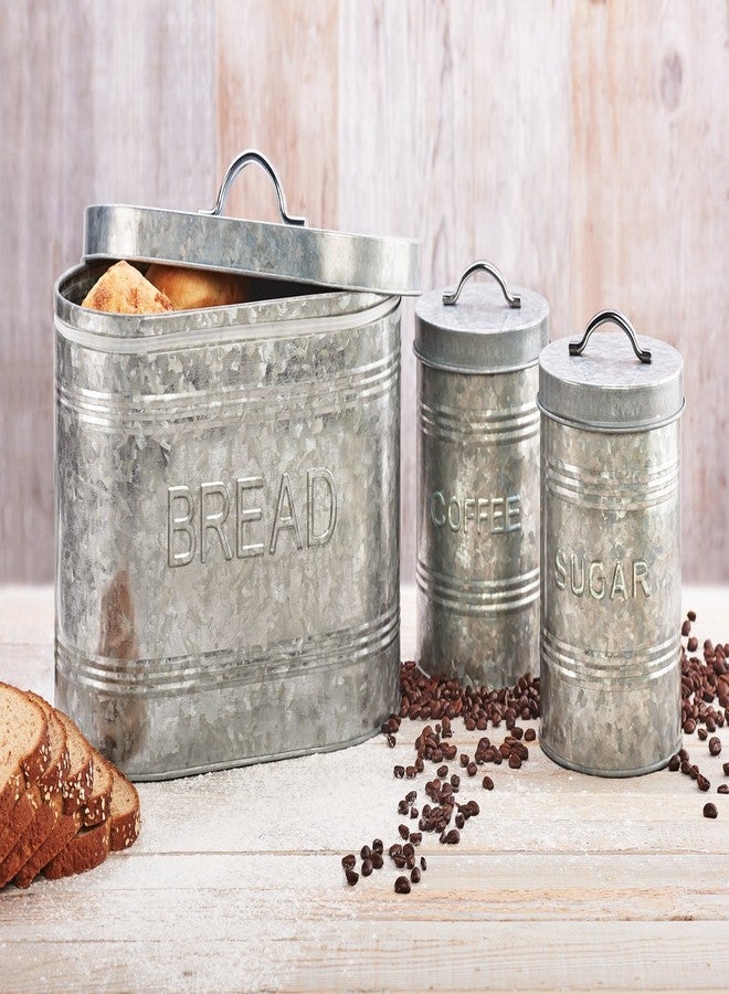 Amici Home Rustic Kitchen Coffee Metal Canister | Galvanized Metal Storage Container with Handle | 76 Ounce Capacity | Coffee Canister with Lid for Kitchen Countertop - Image 2