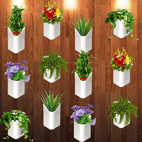 TechHark Wall Hanging Flower Pots For Home And Garden Decoration - Front H- 4", Back H- 6.5", Side Width- 5.5", Back W- 5" (Pack Of 24), White - Image 1