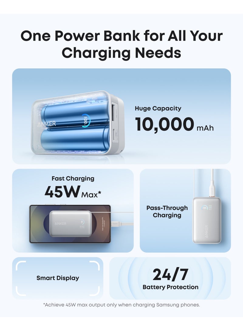 Anker Nano Power Bank, Portable Charger With 2.3 ft InstaCord Retractable Cable, 45W Max Compact Battery Pack, Smart Display, for iPhone 16 Series, iPad, Galaxy, Pixel, and More - - Image 3