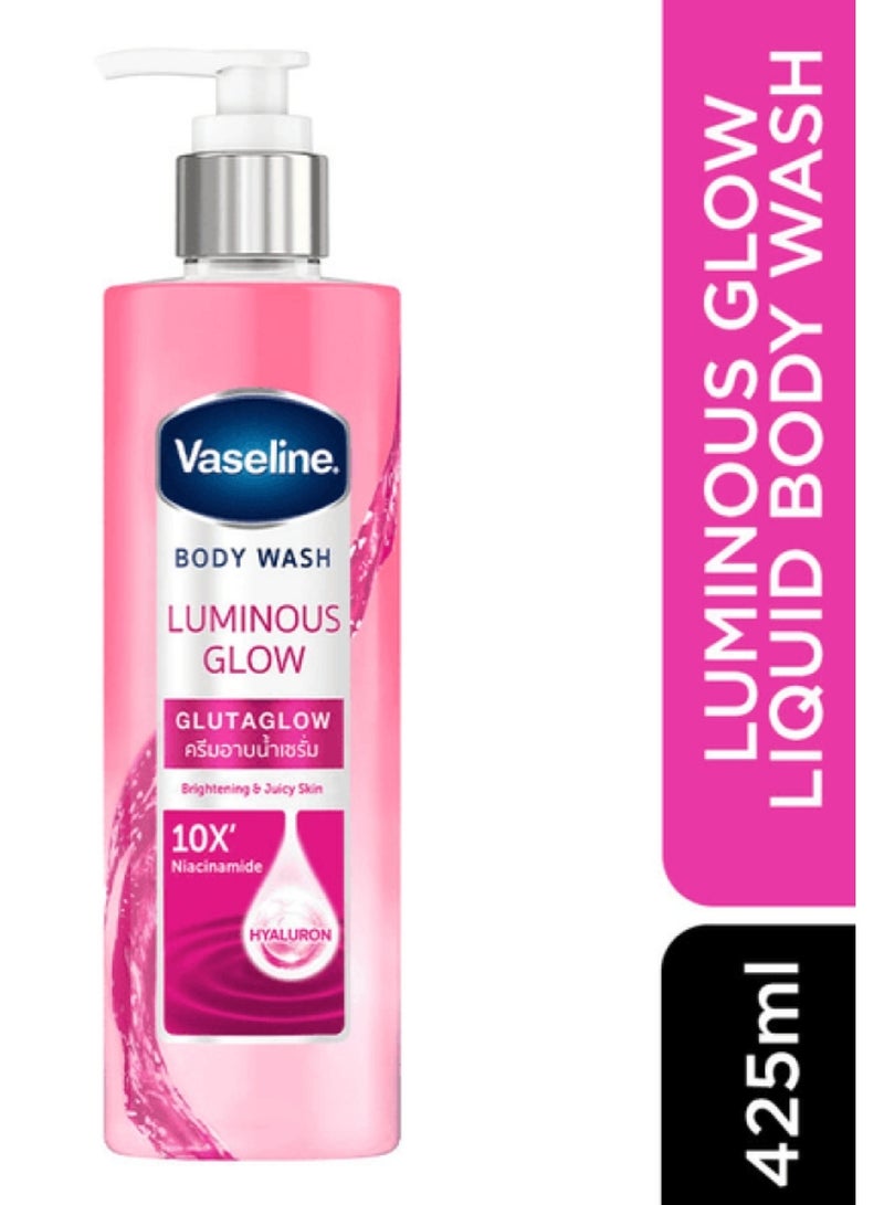 Vaseline Body Wash Luminous Glow Glutaglow Technology 10X Niacinamide Hyaluronic Acid Radiant Skin Fruity Fragrance 425 ML - Image 2