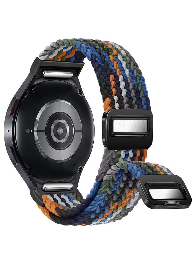 BandRain One Click No Gap Magnetic Braided Bands Compatible with Samsung Galaxy Watch 6 4 5 Band 40mm 44mm/Watch 6 4 Classic 47mm 43mm 42mm 46mm/Watch 5 Pro 45mm, 20mm Elastic Nylon Sport Strap for Men Women - Image 1