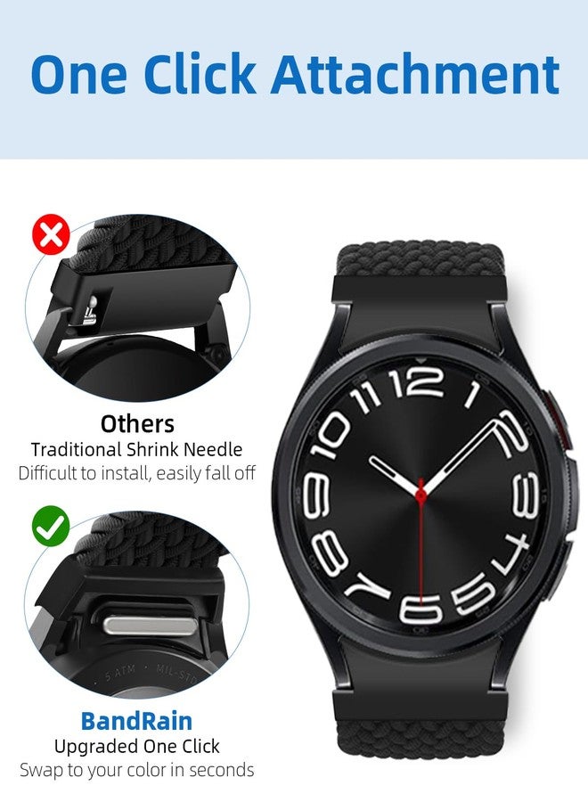 BandRain One Click No Gap Magnetic Braided Bands Compatible with Samsung Galaxy Watch 6 4 5 Band 40mm 44mm/Watch 6 4 Classic 47mm 43mm 42mm 46mm/Watch 5 Pro 45mm, 20mm Elastic Nylon Sport Strap for Men Women - Image 2