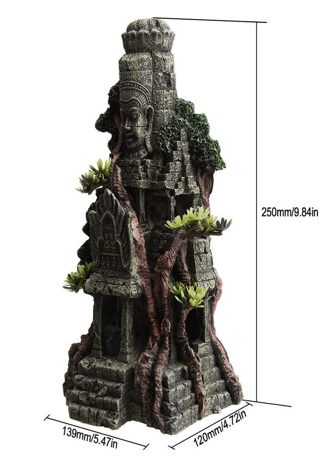 Saim Aquarium Angkor Wat Buddha Statue Temple Decorations,Aquarium Buddha Decor Fish Tank Large Buddha Statue with Tree Ornament, Dragon Tank Decoration - Image 3
