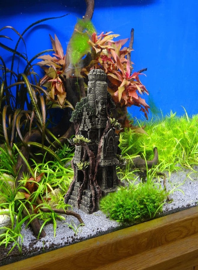 Saim Aquarium Angkor Wat Buddha Statue Temple Decorations,Aquarium Buddha Decor Fish Tank Large Buddha Statue with Tree Ornament, Dragon Tank Decoration - Image 2