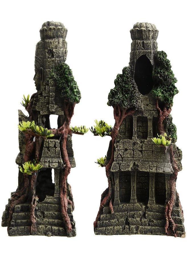 Saim Aquarium Angkor Wat Buddha Statue Temple Decorations,Aquarium Buddha Decor Fish Tank Large Buddha Statue with Tree Ornament, Dragon Tank Decoration - Image 4