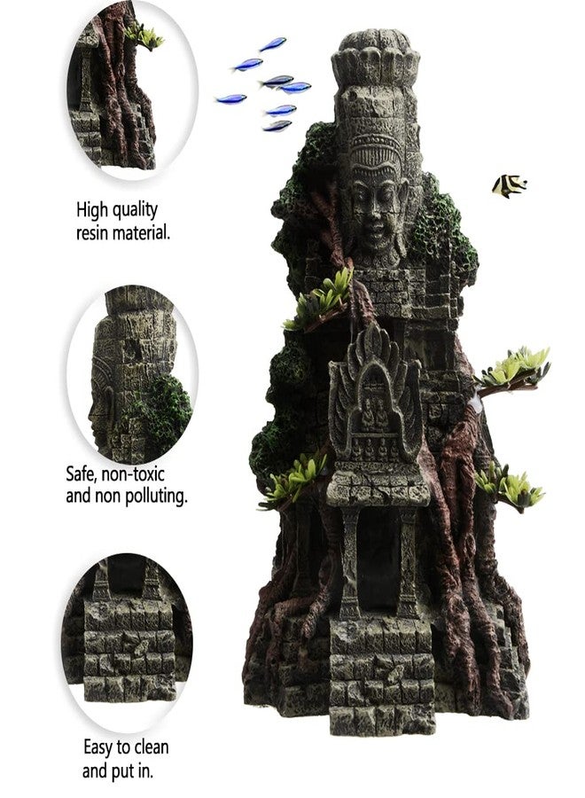 Saim Aquarium Angkor Wat Buddha Statue Temple Decorations,Aquarium Buddha Decor Fish Tank Large Buddha Statue with Tree Ornament, Dragon Tank Decoration - Image 5