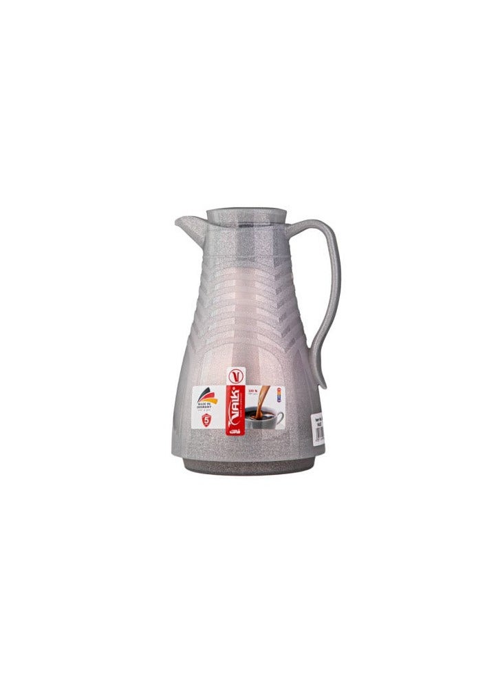 VALK German Thermos 1 Liter Gray Color - Decorative Stainless Steel Coffee & Tea Pot, Premium Serveware for Wedding & Home Decor