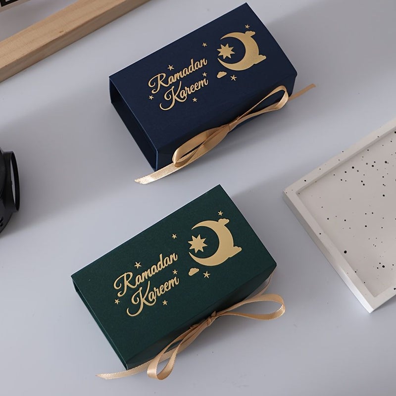 10pcs White Box With Golden Ribbon Ramadan Decorative Gift Box Assortment Crescent Moon And Star Shape Eid Holiday Gift Container - Image 4