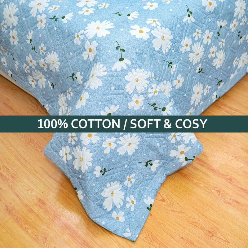 Akshya Reversible bedcover Quilted 100% Cotton Bedsheet King Size, can be uses as ac Quilt, Supersoft Bedding Bedcover Set with 2 Pillow Covers - Image 5