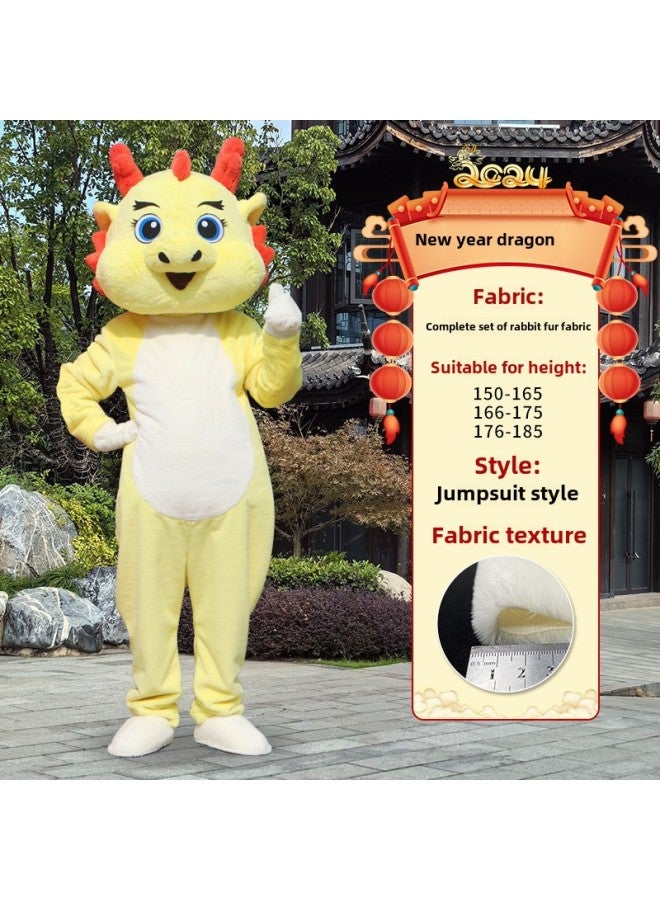 Loquat Dragon Year Cartoon Doll Costume Zodiac Dragon Treasure Activity Performance Annual Meeting Dragon Mascot Year Dragon Doll Costume-Colour:Year Dragon-High:166-175cm - Image 1
